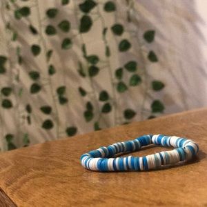 Ocean blues clay bead bracelet